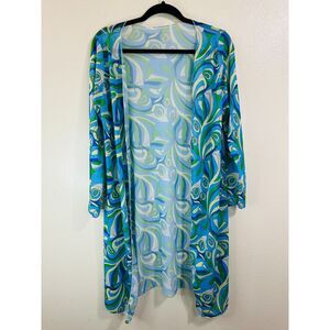 BOHO Women's Mod Paisley Stretchy Beach Cover Up Open Front One Size Fits Most